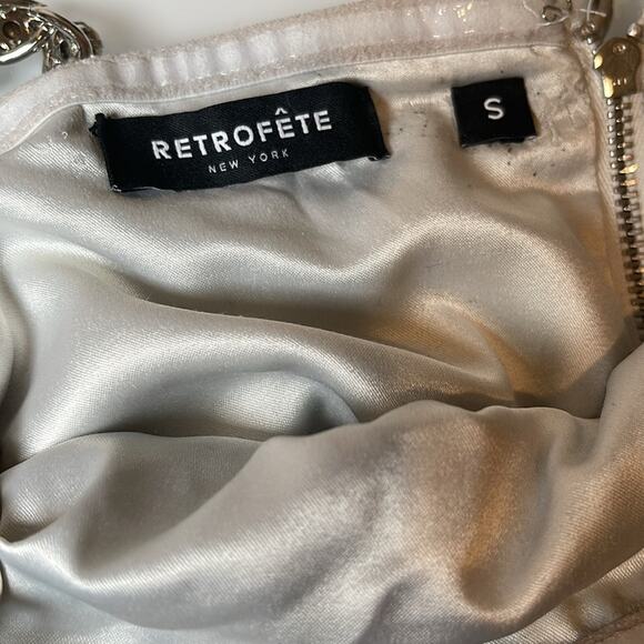 Retrofete Kauren Crystal Embellished Chainmail Crop Top Size Small - Picture 12 of 13